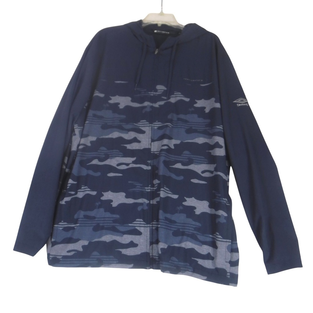 Travis Mathew Men's XXL Blue Camo Tech Hoodie Golf Full Zip Jacket " Diamante"